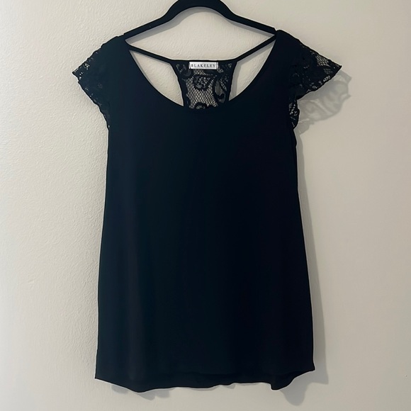 Blakeley black top with lace shoulders and back - Picture 2 of 6